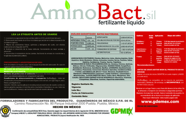 Agrícola - AMINOBACT SIL-Fertilizante Orgánico Multienzimático, Enriquecido - Imagen 2