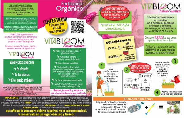 VITAGARDEN - Concentrado <br>Fertilizante ORGÁNICO. <br>JARDINES EXTENSOS - Imagen 2