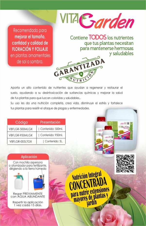 VITAGARDEN - Concentrado <br>Fertilizante ORGÁNICO. <br>JARDINES EXTENSOS - Imagen 3